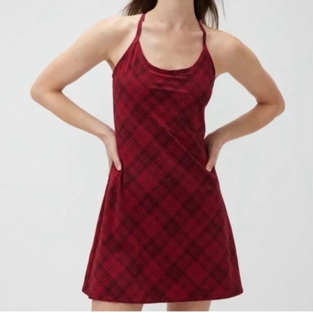 Outdoor Voices The Exercise Dress in Pomegranate Plaid Pattern